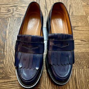 Franco Sarto Blue Leather Loafers